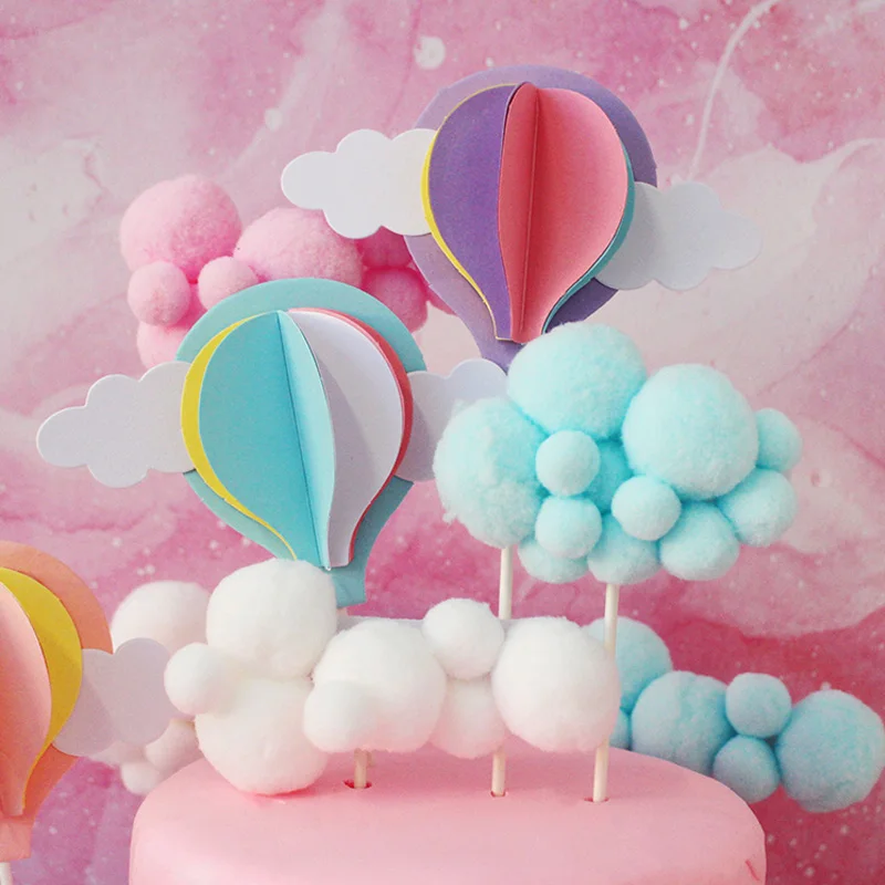Мультфильм Горячий воздушный шар облако торт Топпер кекс украшения для душа ребенка Дети День рождения свадьбу принадлежности