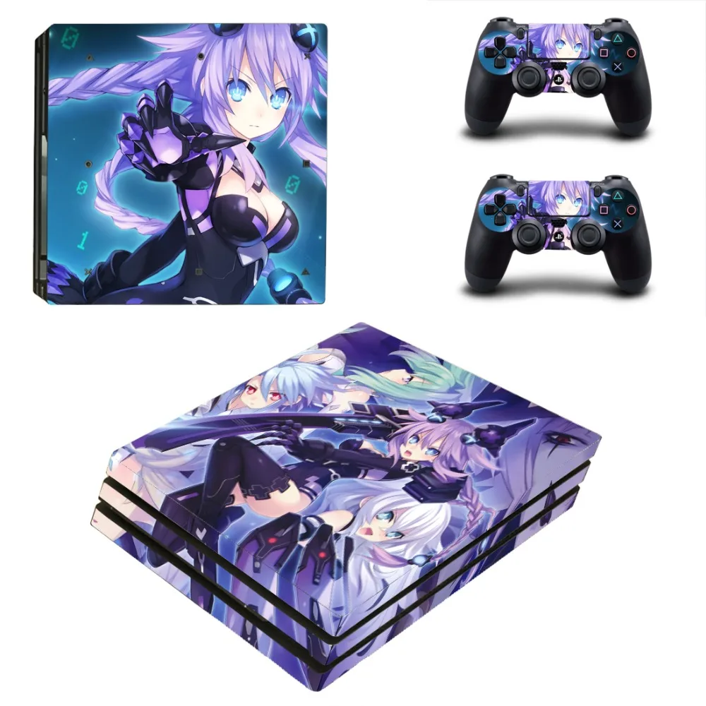 

Hyperdimension Neptunia Vinyl Protective Skin Sticker for Playstation 4 Pro Cover Sticker for PS4 Pro Console+2 Controller Skins