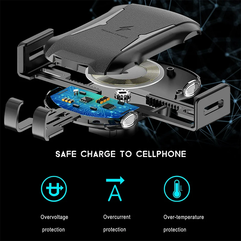 10 Вт Qi автомобильное беспроводное зарядное устройство Быстрая зарядка инфракрасное зондирование Авто зажимной держатель телефона вентиляционное отверстие для iPhone samsung