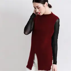 Корейская мода весна-осень смеси кашемира ее новый леди Обложка Свободные рукавов дизайн шерсть вязаная жилетка