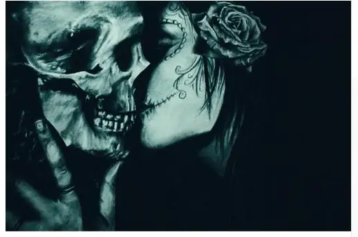 

Skull Kiss Gothic Abstract Fantasy Art Wall Decor Silk Print Poster