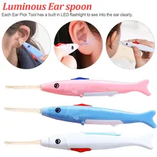 Случайный цвет детская чистка ушей инструмент для чистки ушей светодиодный Flash Lightingbaby Care с легкой детской ложка для удаления ушной серы шприц светящийся копать