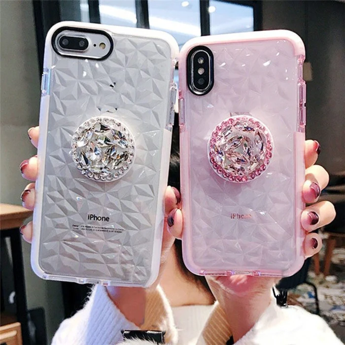 

CZ diamond Phone holder Stand cell TPU phone case For huawei P10 P20 P30 Plus P20lite p30lite honor 10 mate20 pro bracket case