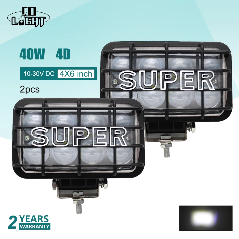 CO LIGHT 1 Pair Led Light Beam Offroad 40W 4D Led Work Light 12V Spot 4X4