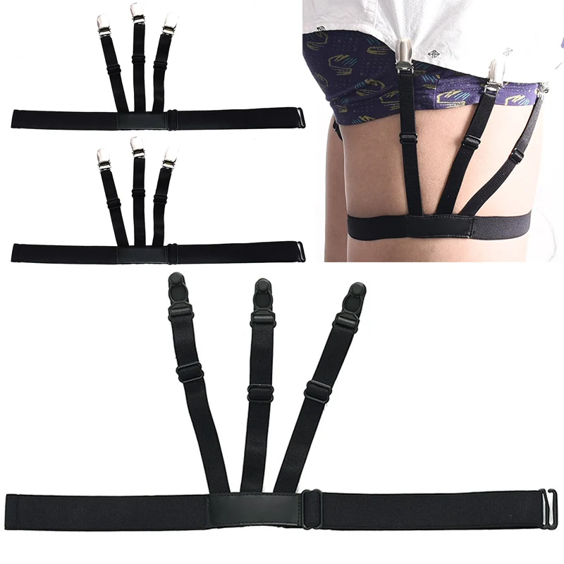 

Anti-wrinkle antiskid Soft Black Shirt Stays Garters Holder Comfortable 1Pair 2 Models Elastic Adjustable Shirt Holders