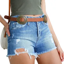 S Мода летние женские джинсовые шорты женские шорты со средней посадкой потертые джинсовые шорты с необработанным подолом L305