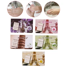 Горячее предложение, мыло для путешествий, бумага для мытья рук, для ванны, чистые ароматизированные кусочки листов, 25 шт., одноразовое мыло в коробке, портативное мини-бумажное мыло