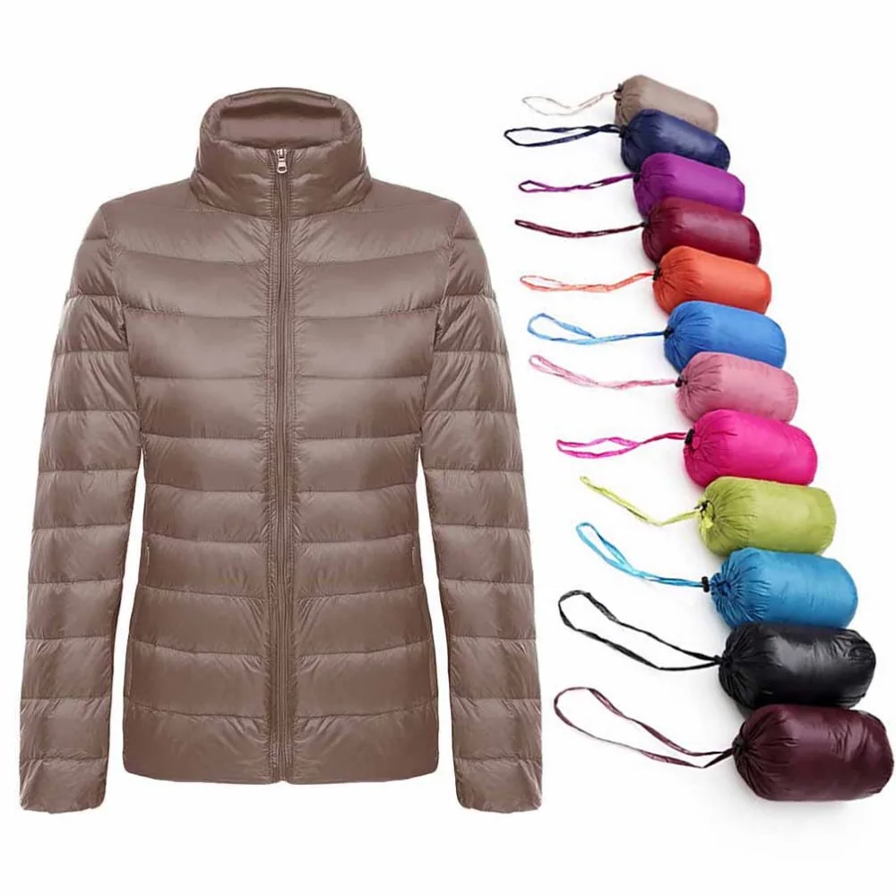 Зимний женский ультра-светильник, пуховик, белый утиный пух, женские куртки с длинным рукавом, теплое тонкое короткое пальто, парка, Женская Осенняя верхняя одежда