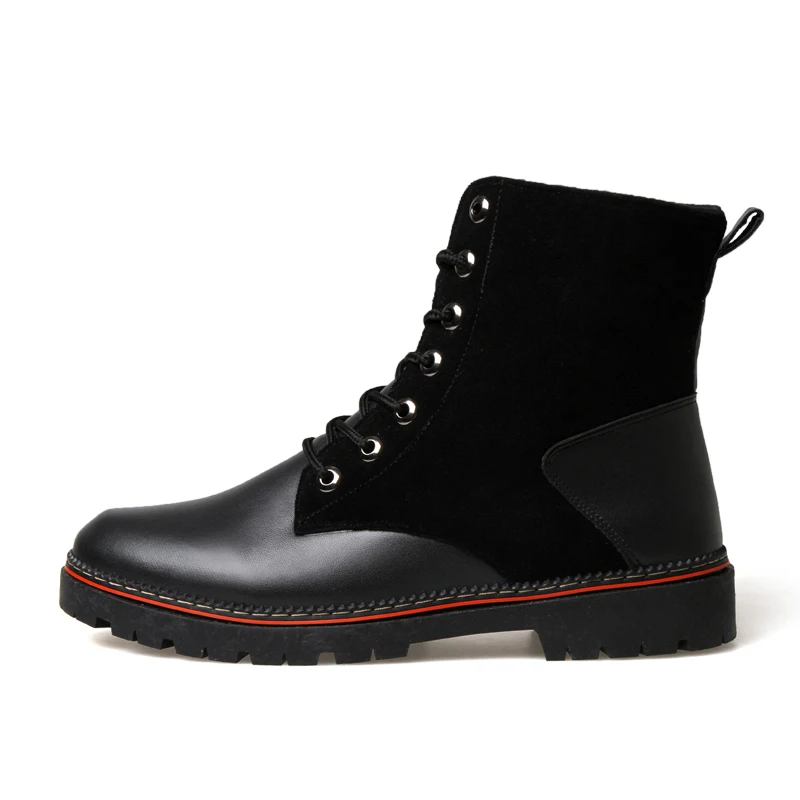 

LettBao 2018 New Snow Boots Men Lace Up Military Boots Winter Shoes Men Mid-calf Martin Boot Trend Black Shoe Bota Masculina
