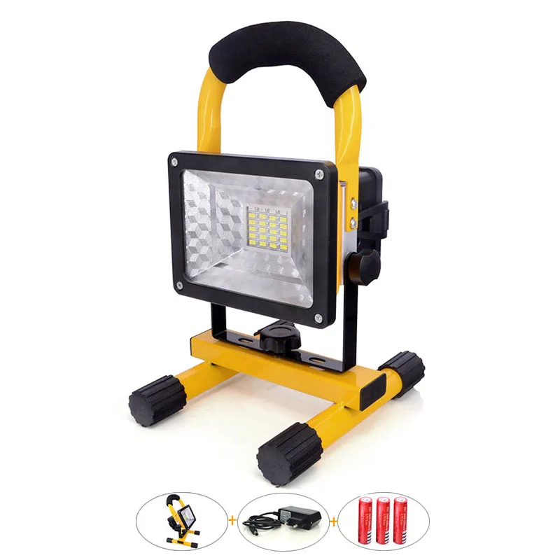 

Light Weight and Portable LED Outdoor Lighting 30W with Rechargeable Battery 2400Lm Cordless Lamp Yellow led Spotlight