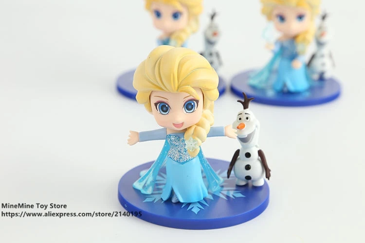 ZXZ Frozen Princess Elsa 8cm 3pcs/set Action Q version Figure Model Anime Mini Decoration PVC Collection Figurine Toys model