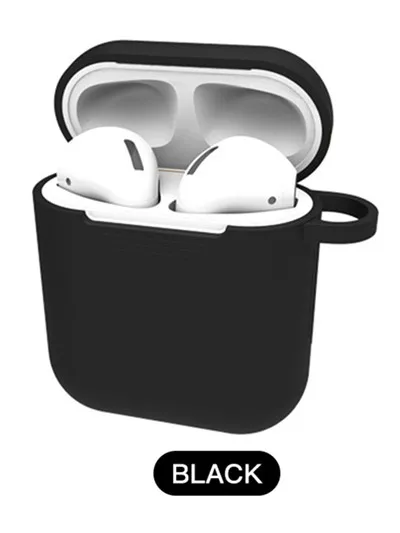 Противоударный силиконовый чехол s для Apple Airpods, водонепроницаемый чехол для Airpods, чехол для Air Pods, простой наушник, анти-осенний чехол s - Цвет: Black