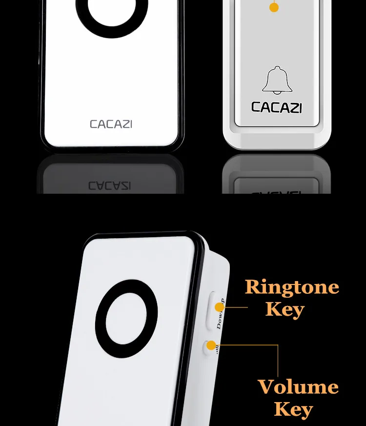 CACAZI без батареи нужен Водонепроницаемый дверной звонок 36 мелодия домашний дистанционный светодиодный беспроводной дверной звонок 1 дверной звонок Кнопка+ 2 приемника