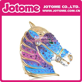 

Free Shipping Colorful Horse Head Rhinestone Pendant