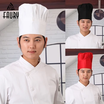 10 ピース/ロット男性女性キッチンベイカーは、調整可能な弾性快適な調理カフェレストラン作業服シェフ帽子