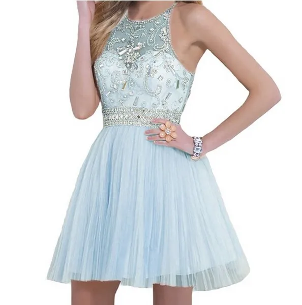 Crystal Beads A-line Draped Bridesmaid Short Dress
