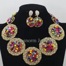 Коренастый Биб Африканский Бусины Цепочки и ожерелья Серьги комплект Для женщин партия комплект ювелирных изделий Многоцветный комплект ювелирных изделий wb901