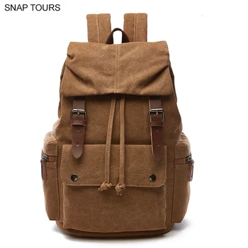 

SNAP TOURS 2019 High Quality Canvas Laptop Backpack Man Big Space Vintage String Travel Backpack For Men Trip Bagpack