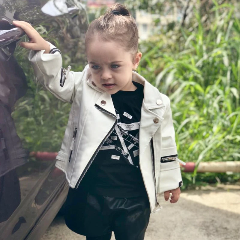 

girls PU jacket 1-7 years old baby children coat zipper motorcycle leather kids Clothes spring autumn Gift for kids all