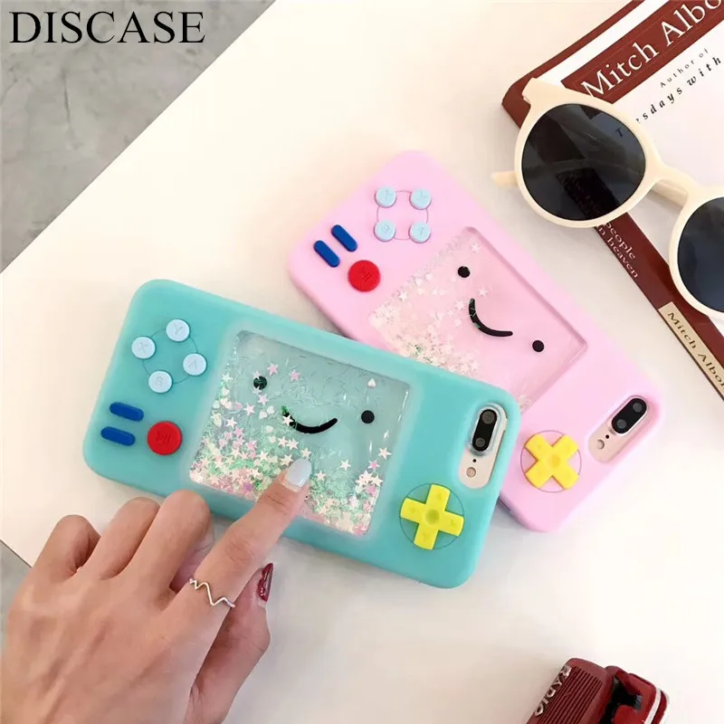 

DISCASE Quicksand Smile Game Machine Phone Case For iphone 8 7 6 6s plus X Mobile Candy Colors Silicone All-inclusive Back Case