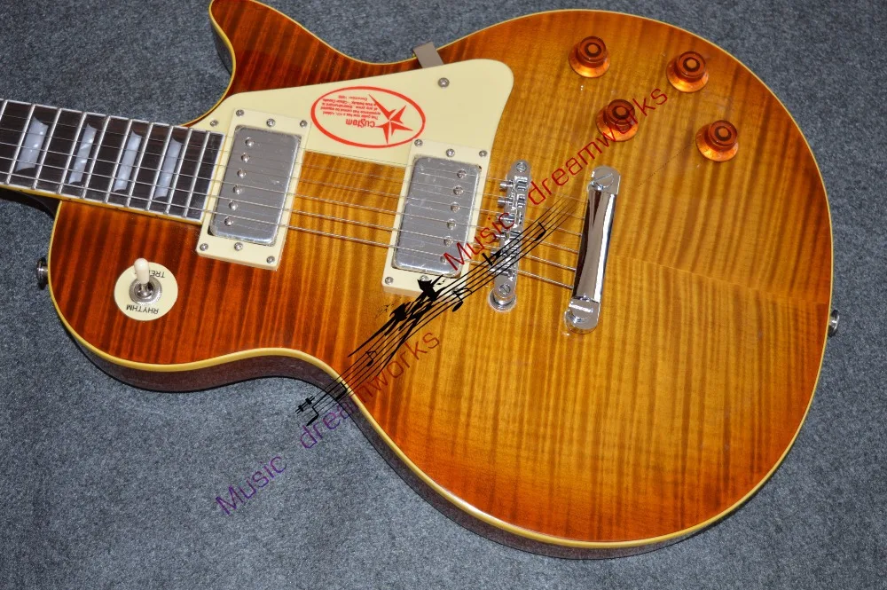 firehawk OEM shop wholesale custom shop 1959 R9 tiger flame thermal electric guitar standard LP 59 electric guitar