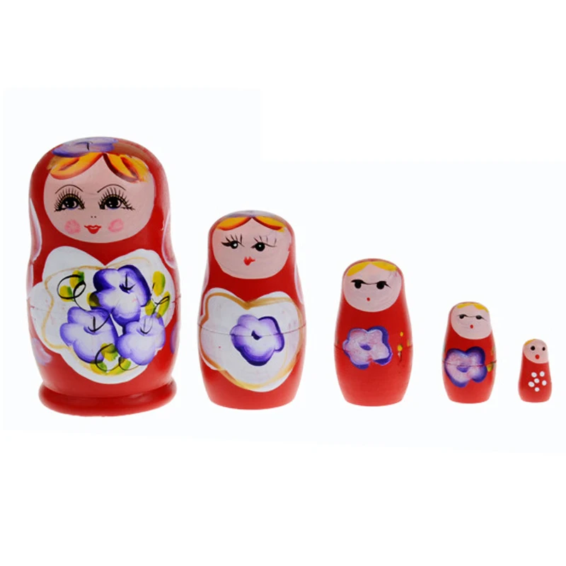 

5Pcs/set New Dolls Wooden Russian Nesting Babushka Matryoshka Hand Painted Gift Toy