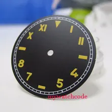 37,5 мм Чистый стерильный черный циферблат оранжевый зеленый знаки Калибр ETA 6497 мужские часы