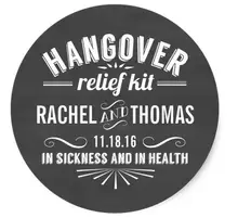 1.5inch Hangover Relief Kit Chalkboard Wedding Favor Classic Round Sticker