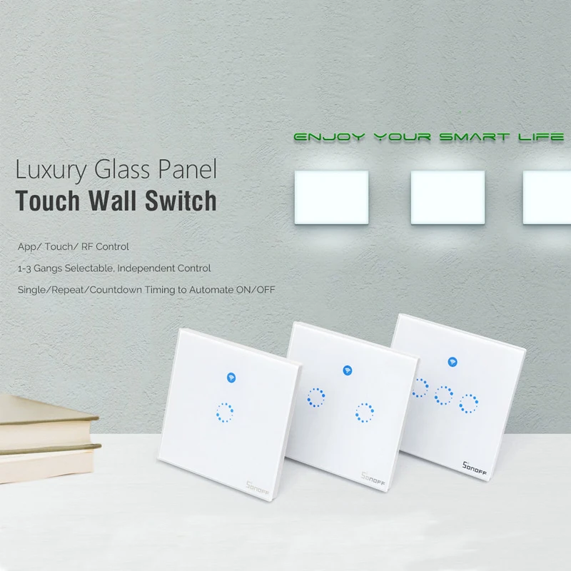 Sonoff T1 WiFi переключатель RF433Mhz с сенсорным управлением настенный выключатель 86 Тип