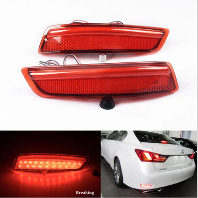 

DC 12V 48 LED 3528 Chip Red Lens Rear Bumper Reflector LED Tail Stop Brake Warn Lights Fog Light For Lexus GS ES