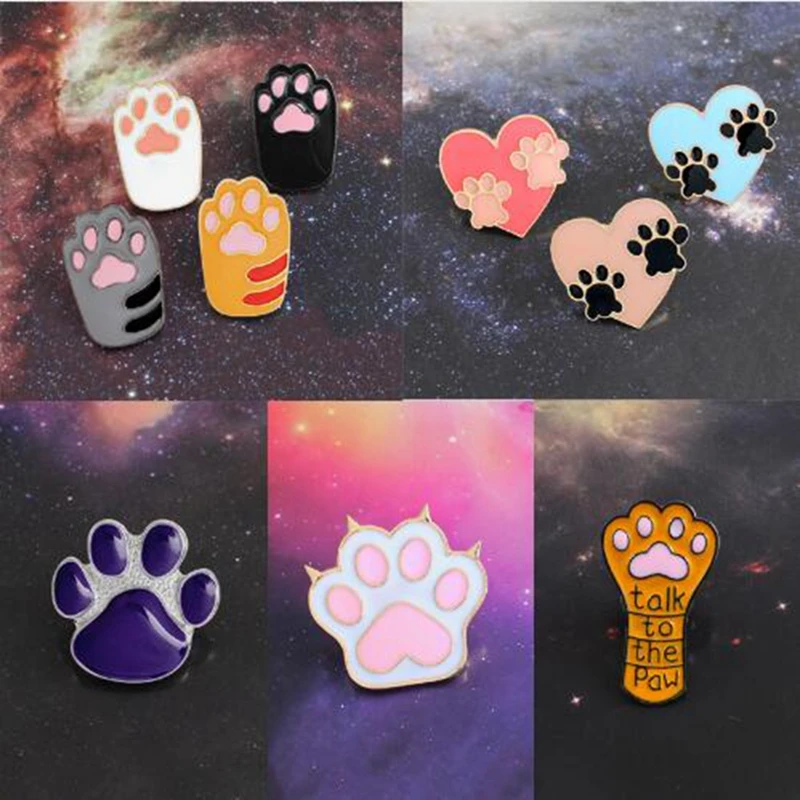 

Cute cat and dog paw print different shapes a series of personalized brooch denim clothing backpack badge jewelry