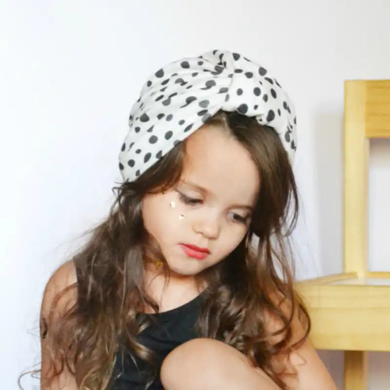 Cute Children Turban Hat Cotton Baby Boy Girl Dot Hats Rabbit Ears