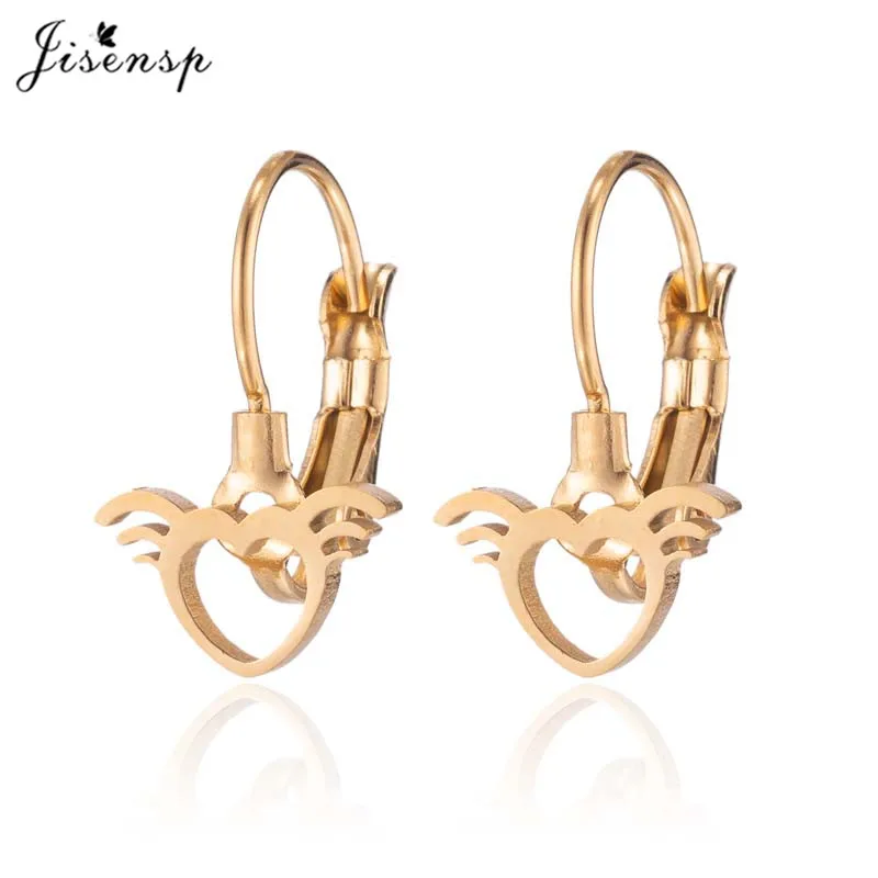 Jisensp Vintage Life Tree Stainless Steel Earrings Ethic Big Hoop Stud Earrings Fashion Jewelry for Women Girls Best Gift bijoux - Metal Color: GED210