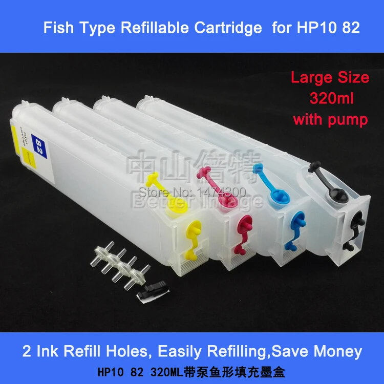 

XIMO For HP10 82 large size refillable cartridges,fish type ,with pump,320ml