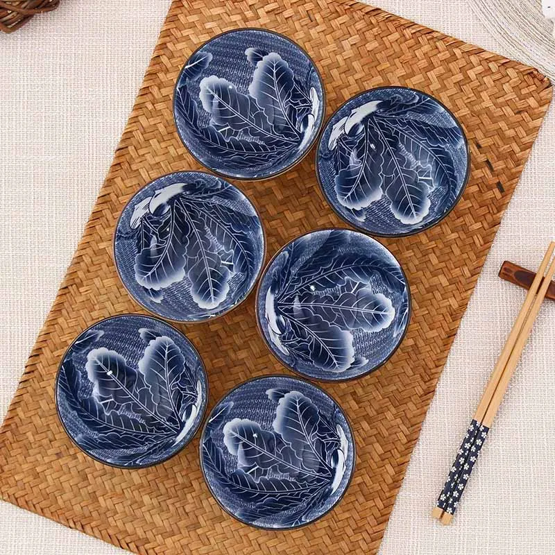 6 шт./компл. японский синий и белый фарфор чаша комплект домашней одежды одежда пиалы керамическая посуда палочки дозирующая детская ложка для посуды - Цвет: GEF-LH6