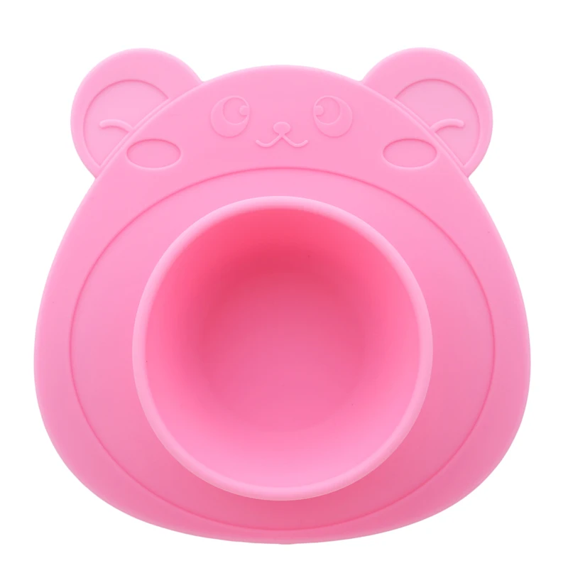 Силиконовая миска с присоской, силиконовая тарелка для еды, поднос для малышей, тарелка для детей - Цвет: pink