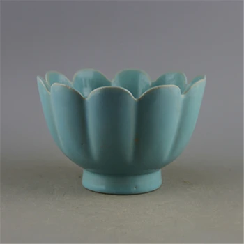 

Collection 6.1" Chinese Ru Kiln Ru Porcelain Celeste Glaze Lotus Flower Teabowl Tea-things Exquisite Bowl