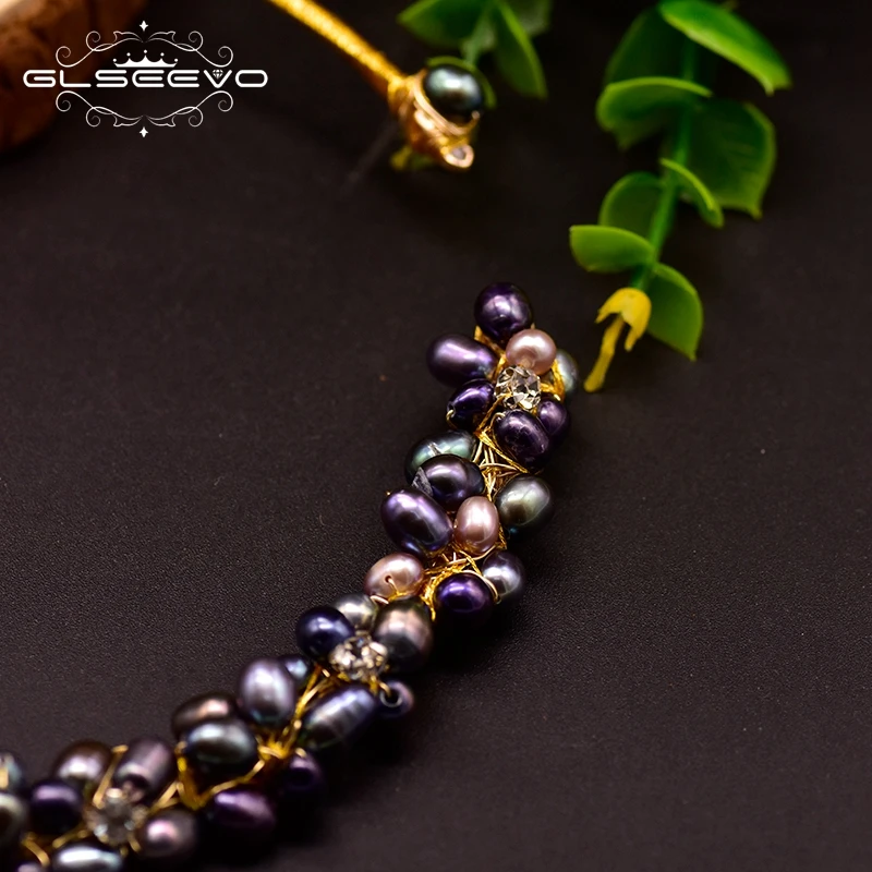 GLSEEVO цветное ожерелье из натурального жемчуга в стиле барокко стильные аксессуары для женщин Подарки ожерелье День рождения Роскошные ювелирные изделия GN0061-4