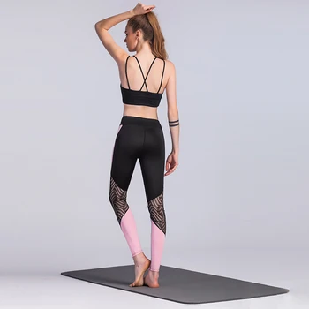 

Slim Women Leggings Crochet Lace Splicing Color Block High Waist Skinny Stretch Casual Slim Pants Workout Leggings female legins