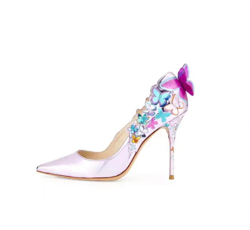 Элегантные свадебные туфли на каблуке-шпильке с бабочкой; женские туфли-лодочки из натуральной кожи на высоком тонком каблуке-шпильке; вечерние свадебные туфли-лодочки на каблуке 10 см; Большой размер 42