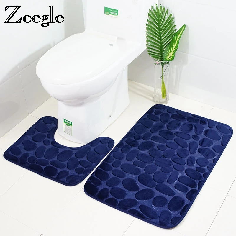 Zeegle 3d Embossed 2pcs Bathroom Mat Set Anti Slip Shower