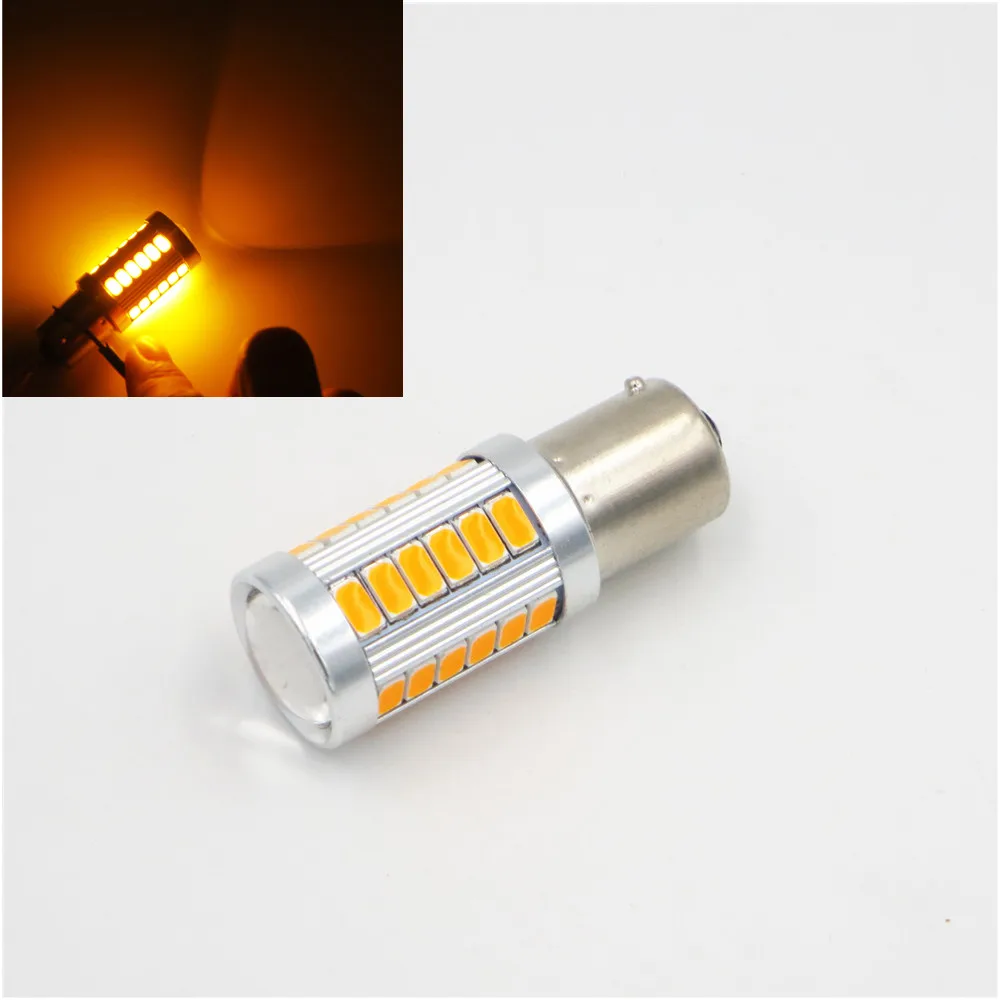 

1pc 1156PY BAU15S PY21W 150 Degree LED Daytime Running Fog Light Amber Orange Yellow Turn Signal Bulb 33-SMD 33SMD 5630 12V