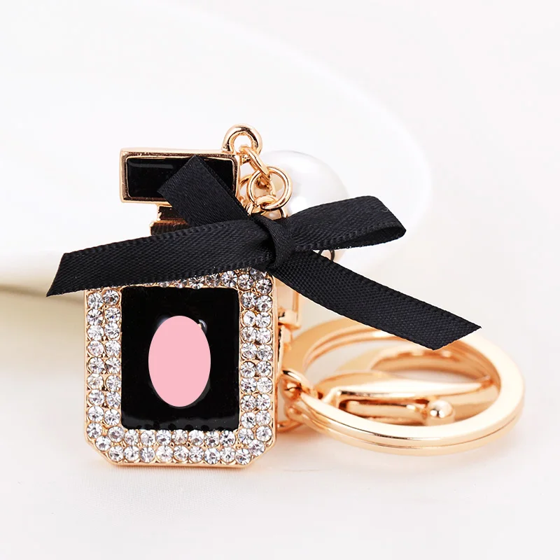 

Felyskep Perfume Bottle Luxury Keychain Key Chain Holder Keyring Porte Clef Gift Men for Women Gift Car Bag Accessory 186YS