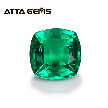 

Columbian Emerald Loose Stone Cushion Shape Faced Cut 0.79 Carats Hydrothermal Emerald 6mm for Earring Jewelry Design