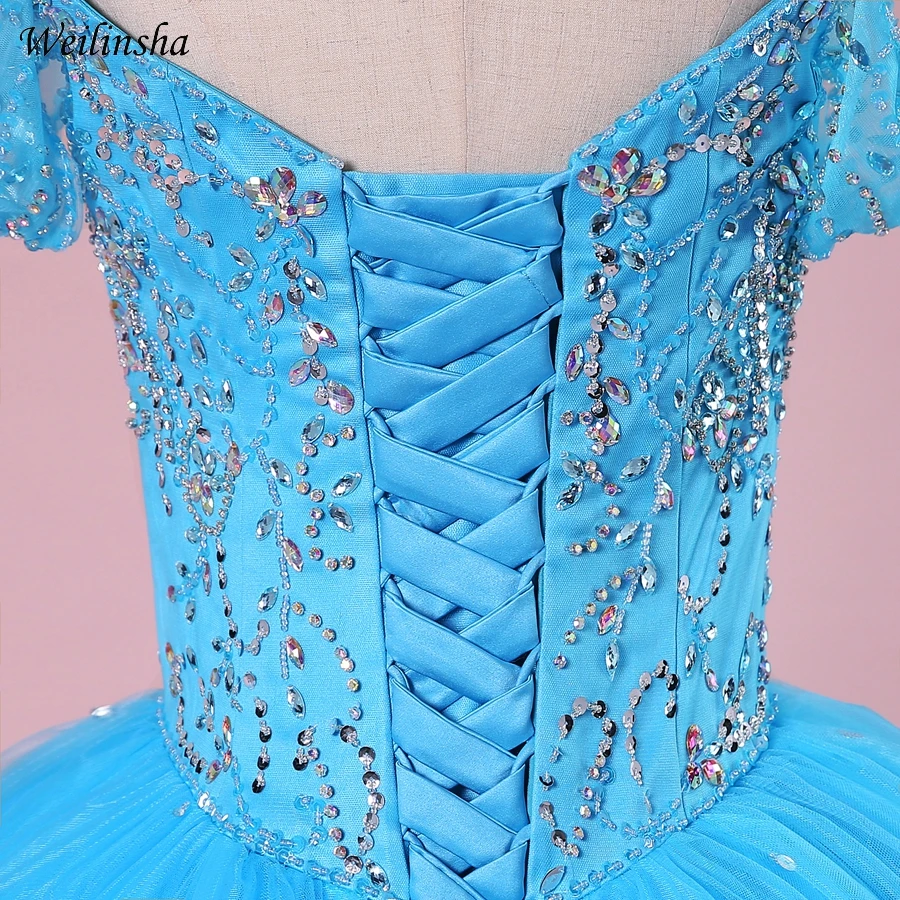 Weilinsha Мода Тюль Quinceanera платья для женщин 2019 сладкий 15 платье с открытыми плечами карамельный цвет роскошный Vestidos De Quinceanera