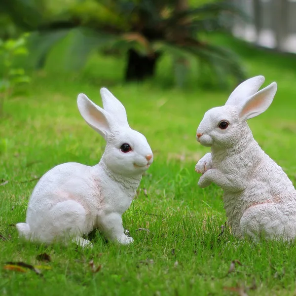Cute Realistic Resin White Rabbit Garden Decor Decorative Garden Plaques Garden Yard Decorgarden Theme Party Decorations Aliexpress