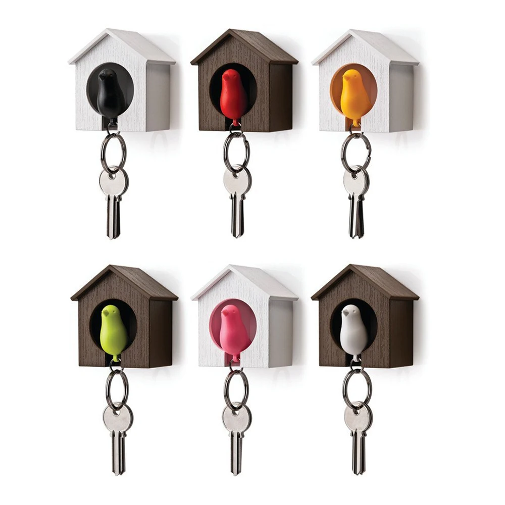 5Piece/Set Sparrow Birdhouse Key Ring Holder Wall Mounted Birdhouse
