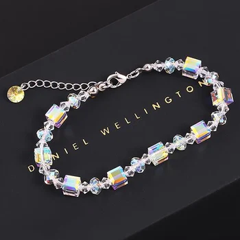

Luxury Crystals from Swarovski Bracelets For Women Charm Bracelets & Bangles Femme Fine Bridal Wedding Jewelry Gift