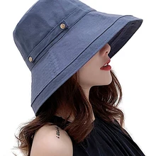 Новинка, женская летняя шляпа с широкими полями, хлопок, лен, Панама от солнца, модная, повседневная, одноцветная, шляпа от солнца, женская, анти-УФ, Пляжные шапки, простая