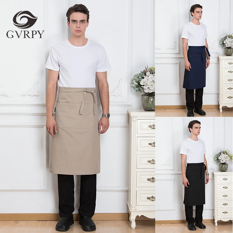 

2019 New Listing Summer Unisex Canvas Family Cooking Apron Hotel Cafeteria Cafe Barbecue Canteen Chef Waiter Work Half Apron